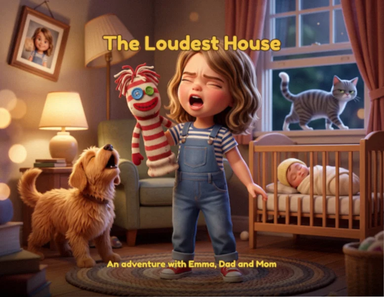 Cover of The Loudest House, a personalized big sister book starring your daughter